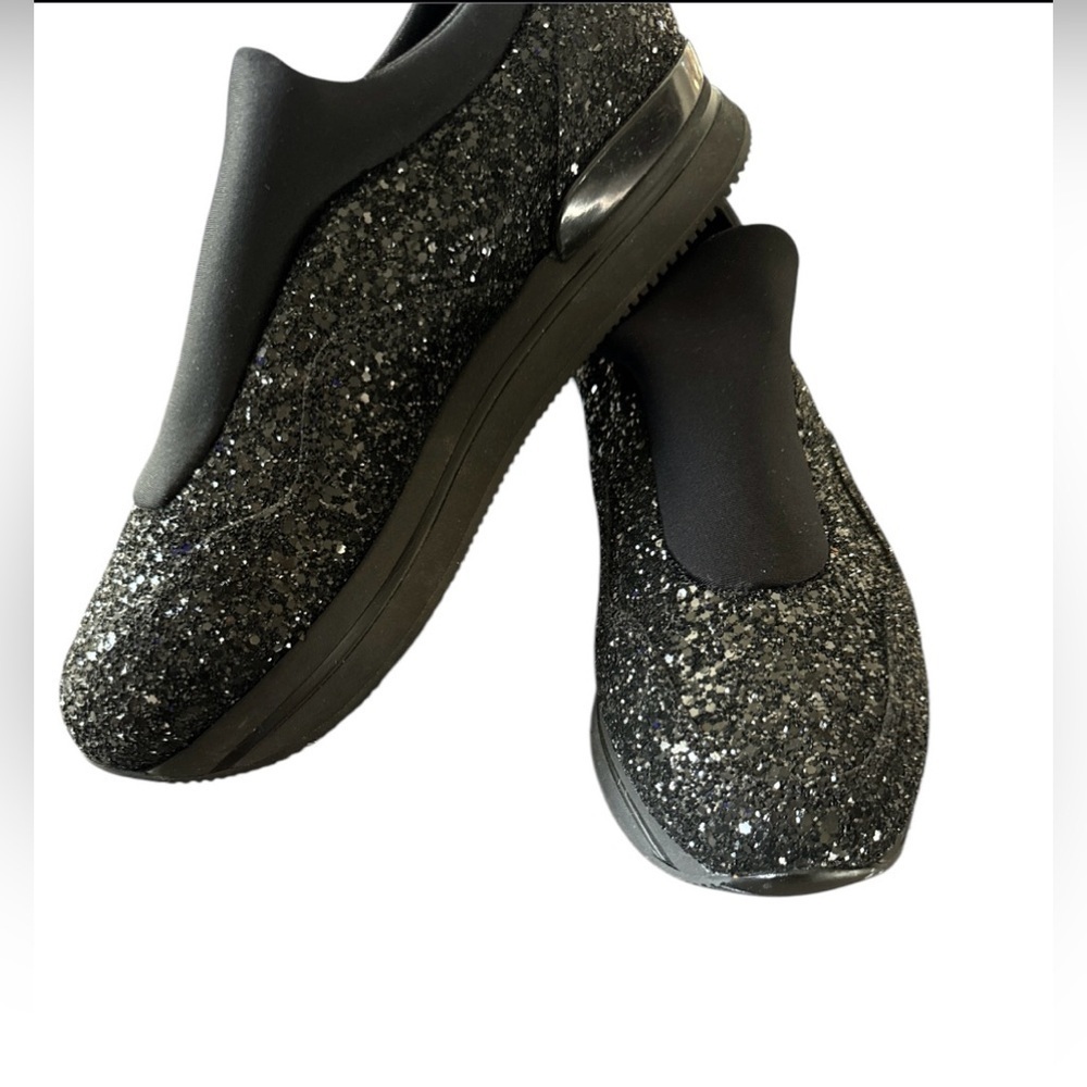 Hogan H222 sneaker donna black glitter scarpe slip on shoe Size US 8.5 EU‎ 39